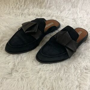 & OTHER STORIES STOCKHOLM ATELIER WOMEN BLACK SUEDE LOAFER MULE SLIPPERS. SIZE-7